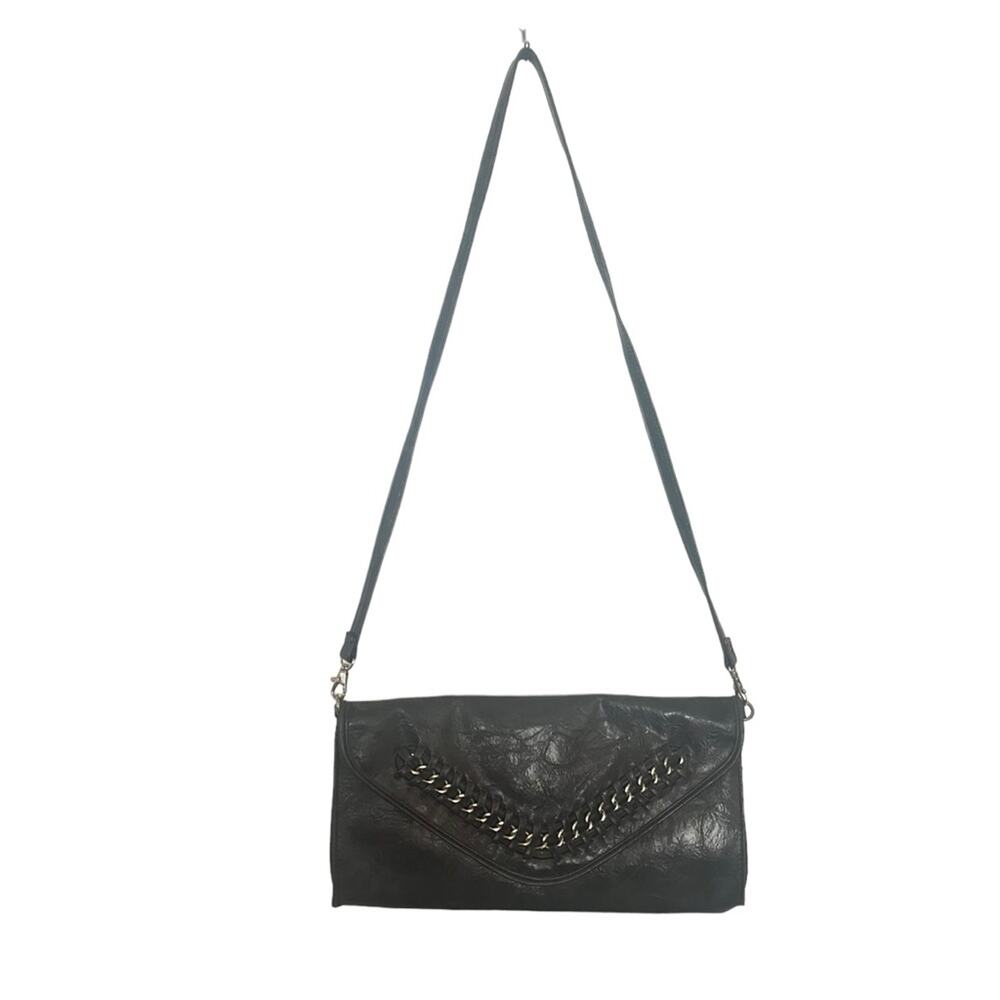 Nicole by Nicolle Millar vintage clutch crossbody gray with silver hardware bag